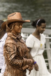 copper coated girl in western outfit