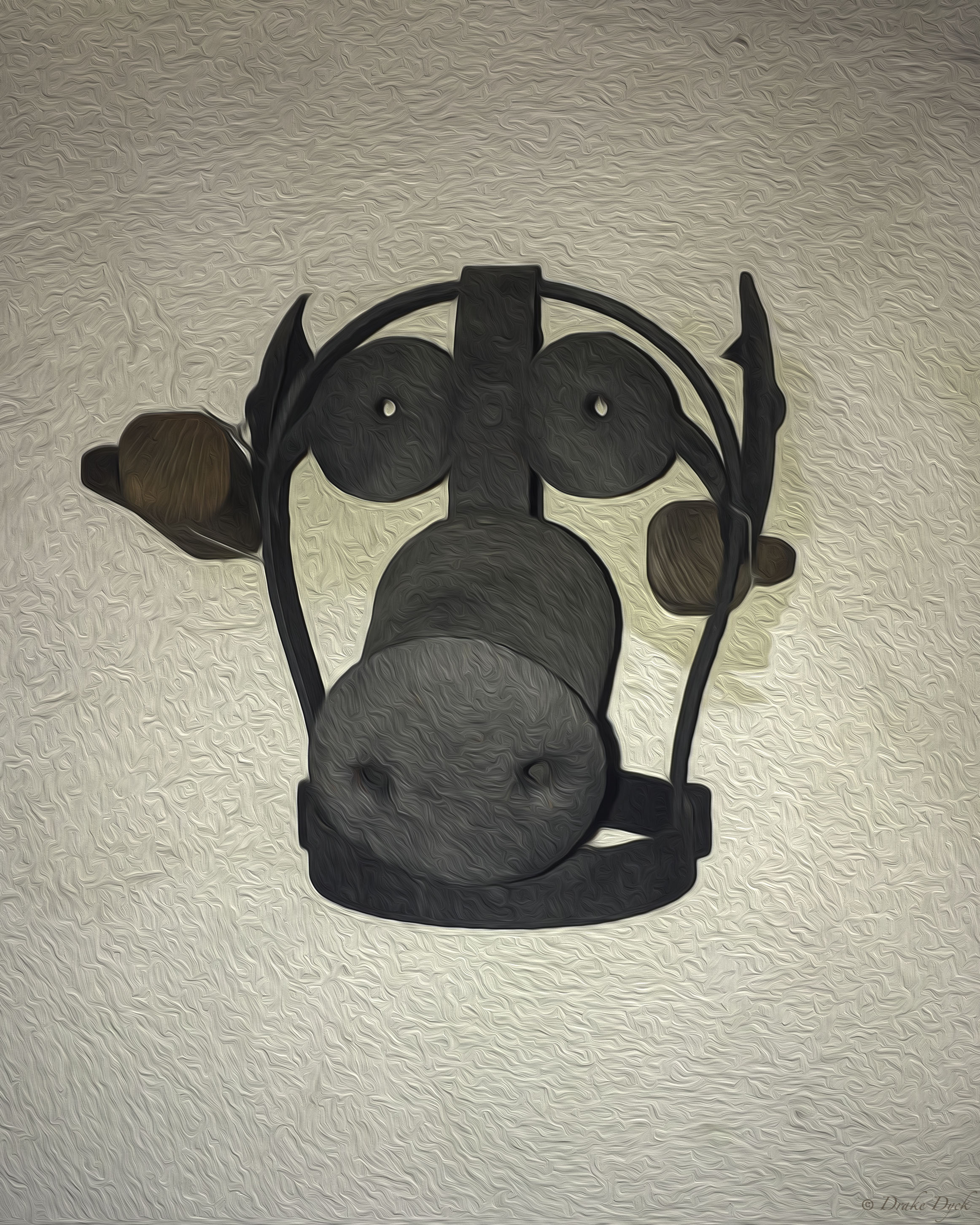 pig shaped iron mask that bolts on to a human head