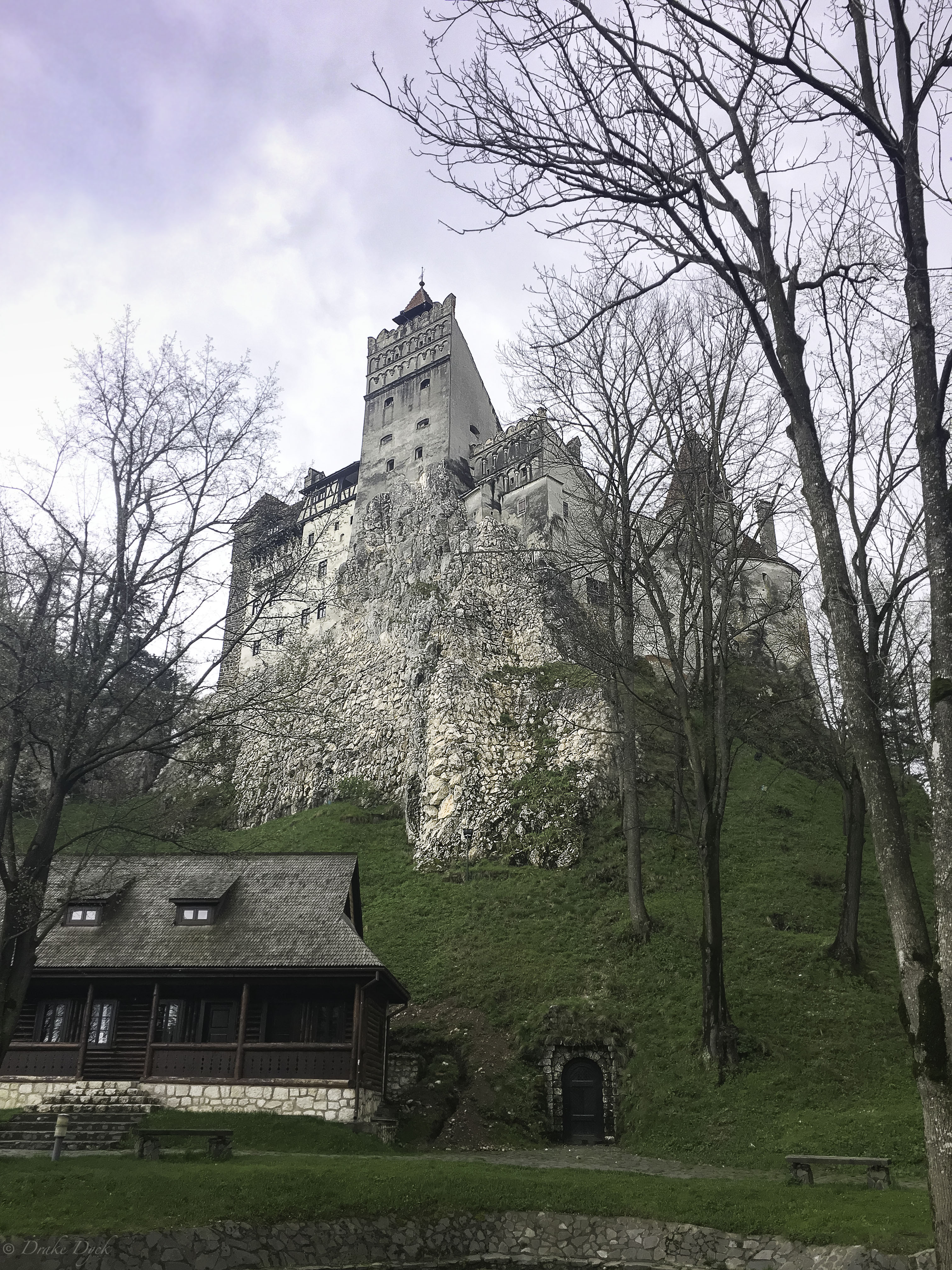 a door at the base of the hill to Dracula's Castle