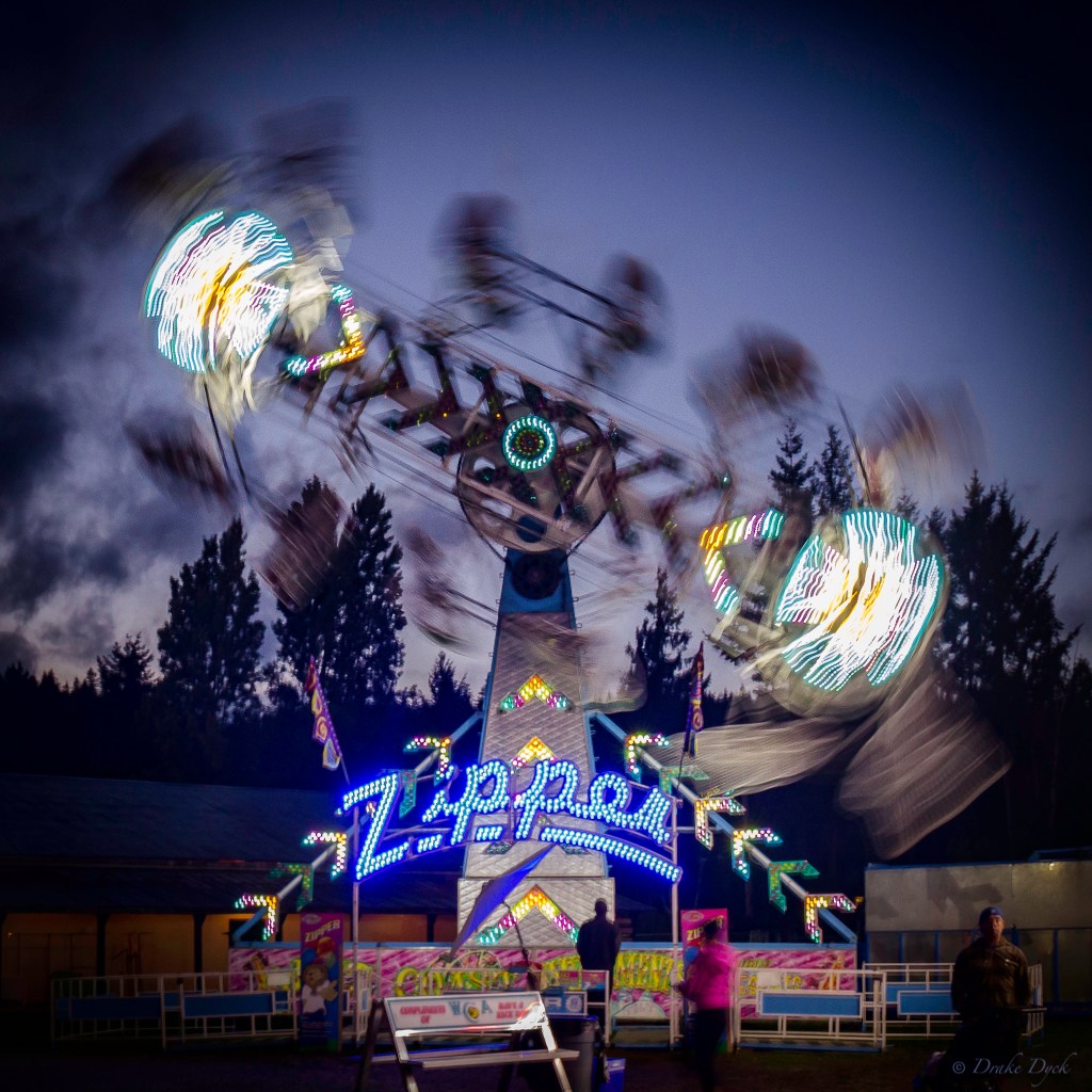 night lights on the Zipper ride