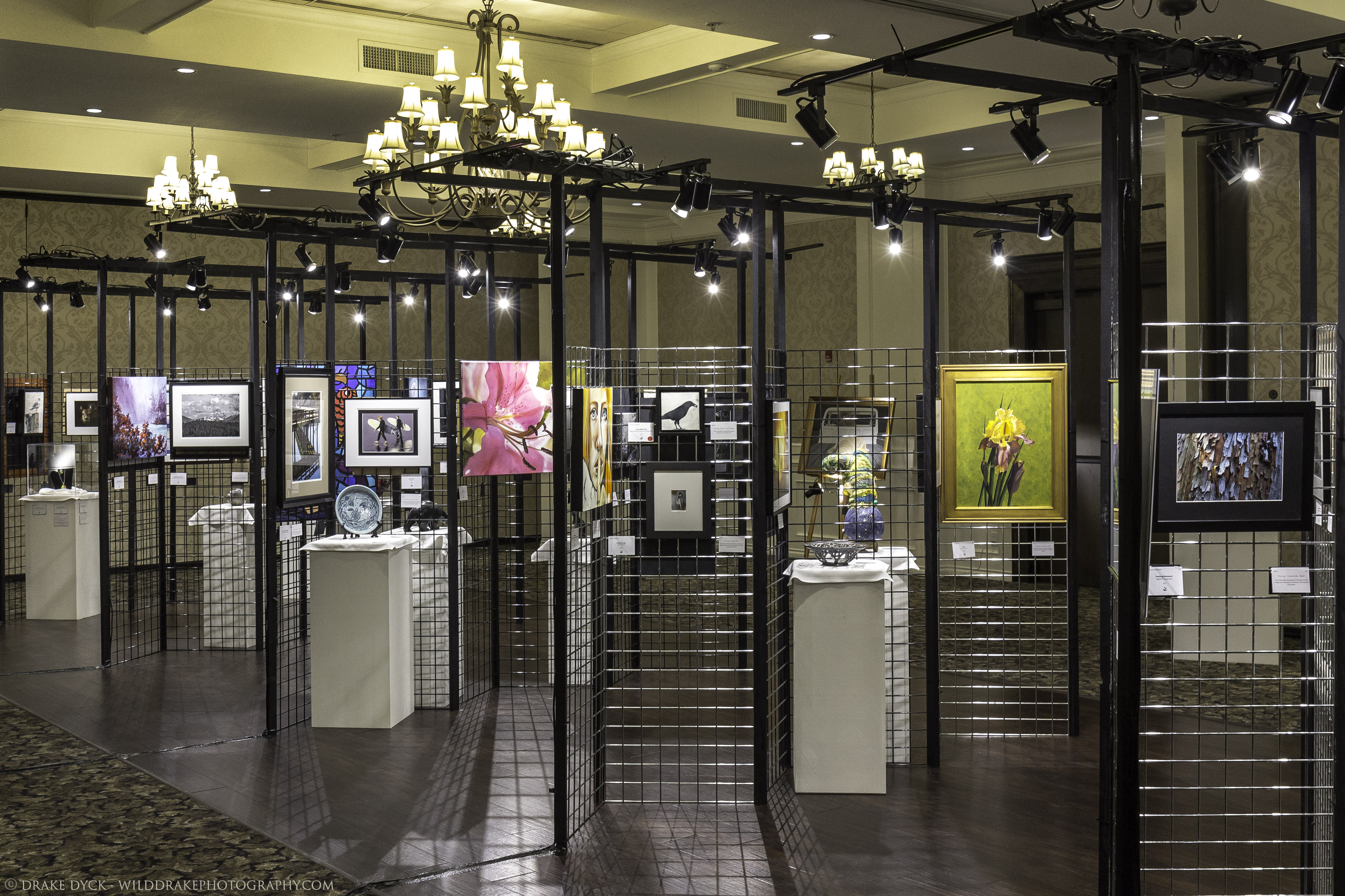 Art on display in the hotel ballroom