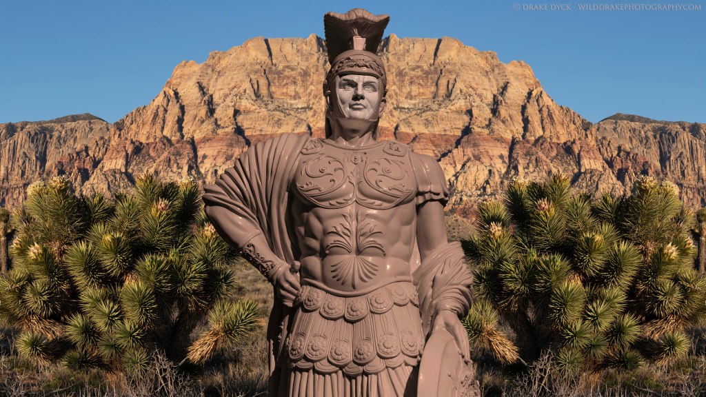 roman statue in the desert in Nevada